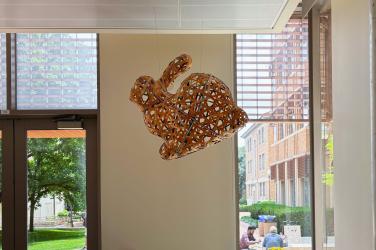 Woven bunny sculpture